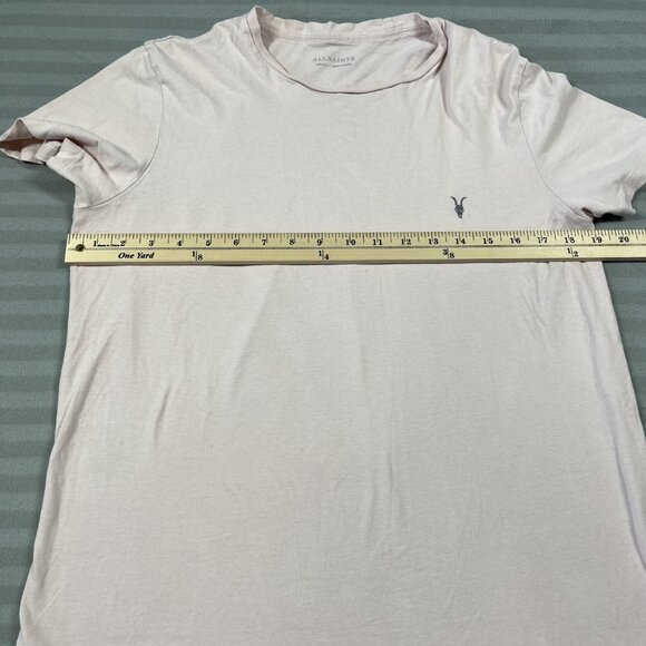 AllSaints Shirt Mens Small Light Pink Ramskull Logo Crewneck T-Shirt Tee - Picture 5 of 7